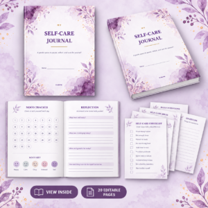 Printable Self Care Journal, Purple Wellness Planner, Mental Health Workbook, Daily Reflection & Gratitude Journal