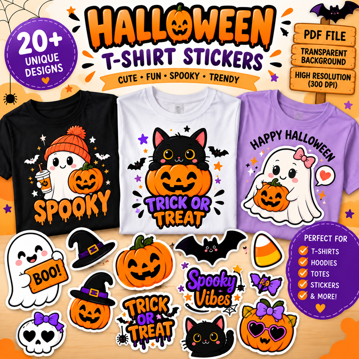 Halloween Party Printable Bundle + 20 Bonus T-Shirt PNG Designs | Editable Canva Templates | Kids Halloween Party Pack | Instant Download - Image 2