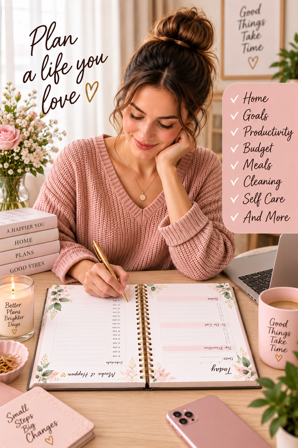 Pink Home & Life Planner Printable | 30 Page Undated Life Planner | Daily Weekly Monthly Planner | Budget, Meal & Habit Tracker PDF - Image 9