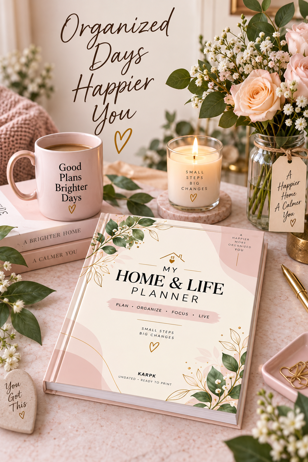 Pink Home & Life Planner Printable | 30 Page Undated Life Planner | Daily Weekly Monthly Planner | Budget, Meal & Habit Tracker PDF - Image 8