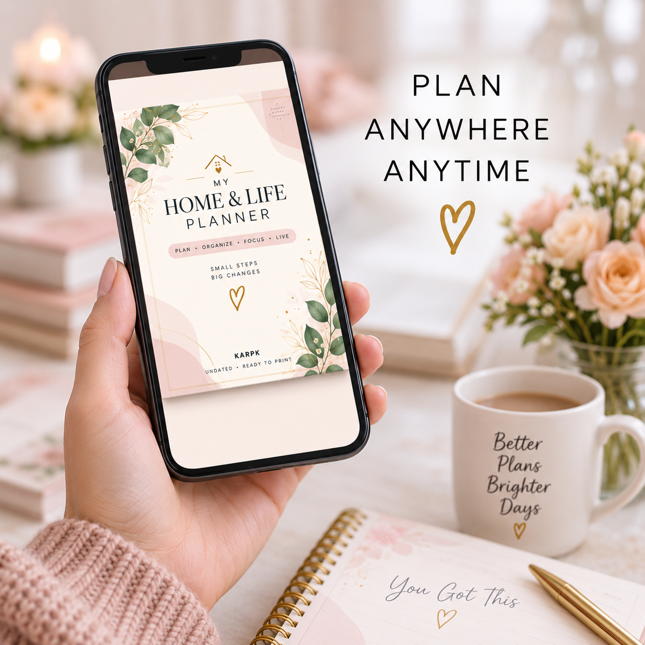 Pink Home & Life Planner Printable | 30 Page Undated Life Planner | Daily Weekly Monthly Planner | Budget, Meal & Habit Tracker PDF - Image 2