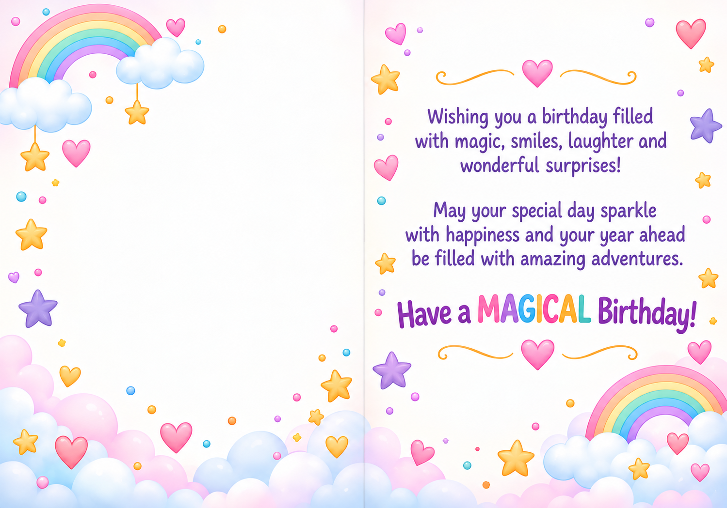 Printable Unicorn Birthday Card | Kids Birthday Card PDF | Rainbow Unicorn Greeting Card | Ready to Print | Instant Download - Image 2