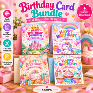 Printable Birthday Card Bundle for Kids