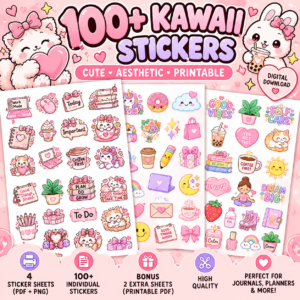 100+ Kawaii Digital Stickers Bundle