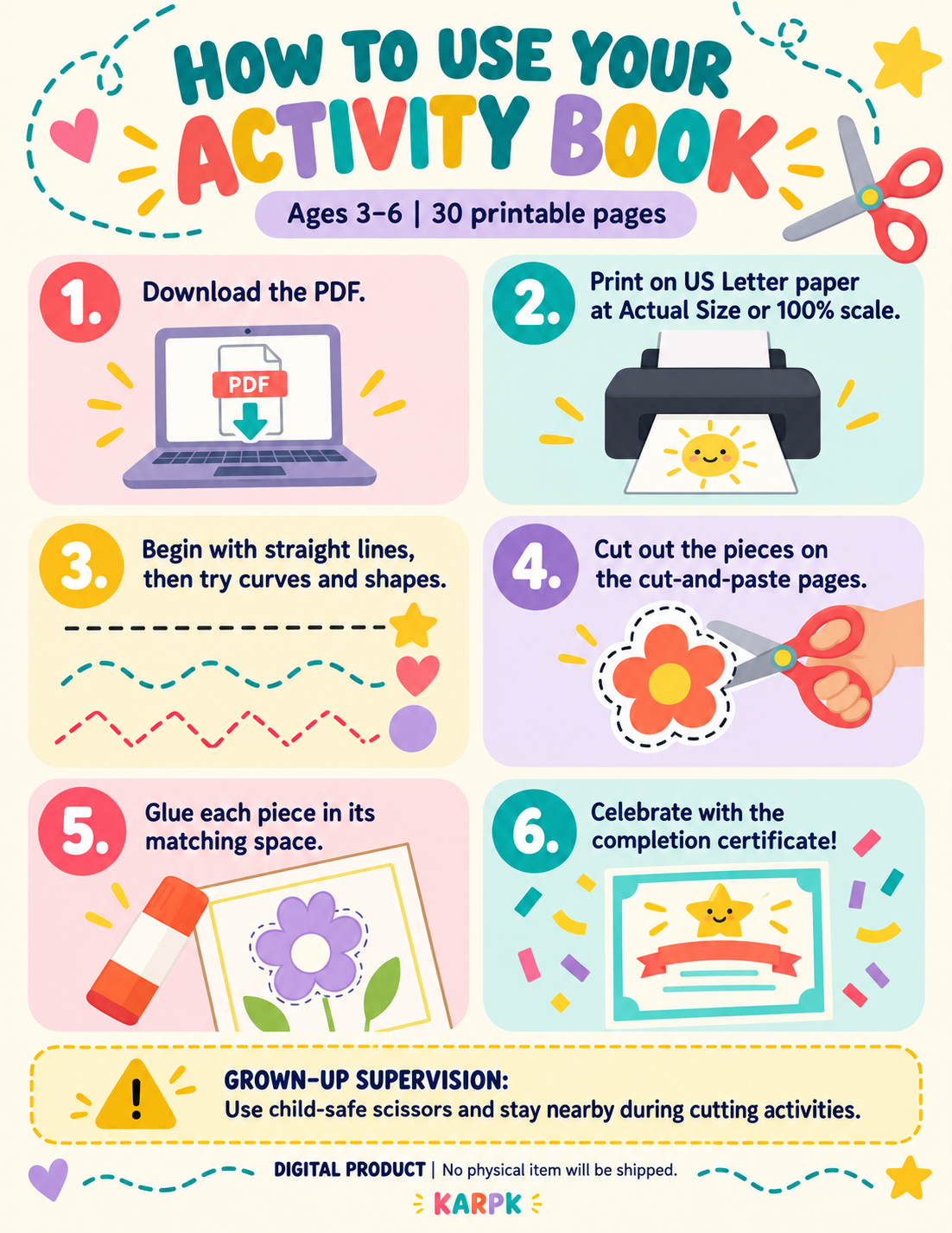 Scissor Skills Activity Book for Kids Ages 3–6 | 30-Page PDF - Image 3