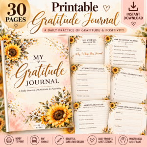 Printable gratitude journal PDF by KARPK