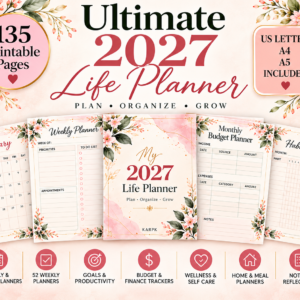 2027 Printable Life Planner – 135 Pages in 3 PDF Sizes