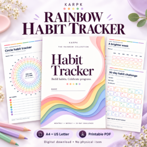 rainbow habit tracker printable